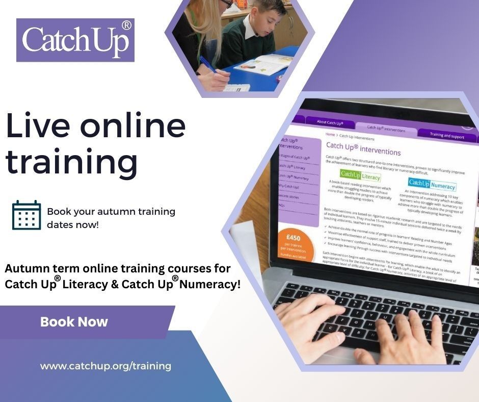 Autumn term training dates for Catch Up Literacy and Catch Up Numeracy online training are available to book on our website: buff.ly/zjOYlUq  

#literacy #numeracy