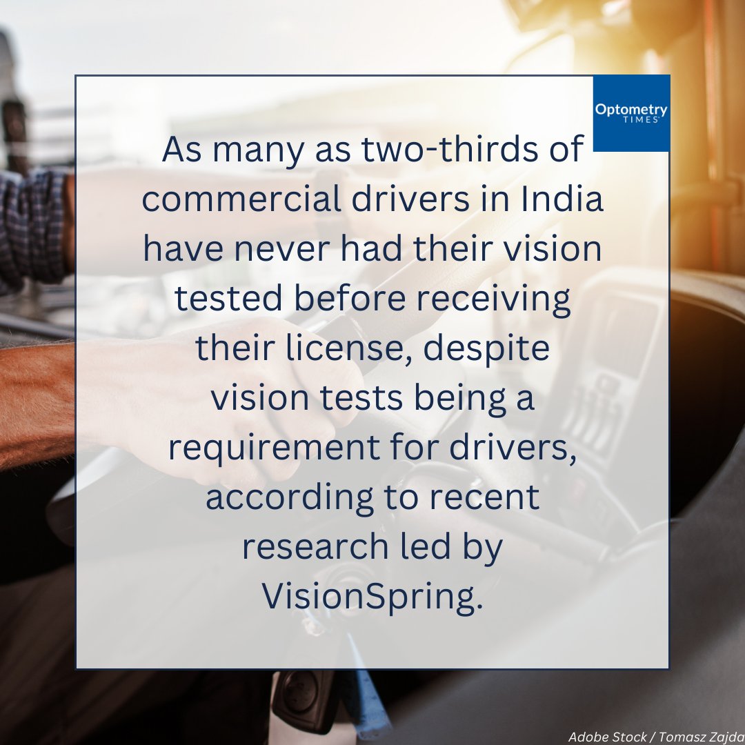 As many as two-thirds of commercial drivers in India have never had their vision tested before receiving their license, despite vision tests being a requirement for drivers, according to recent research led by VisionSpring.

Read more: hubs.li/Q03DxNmx0