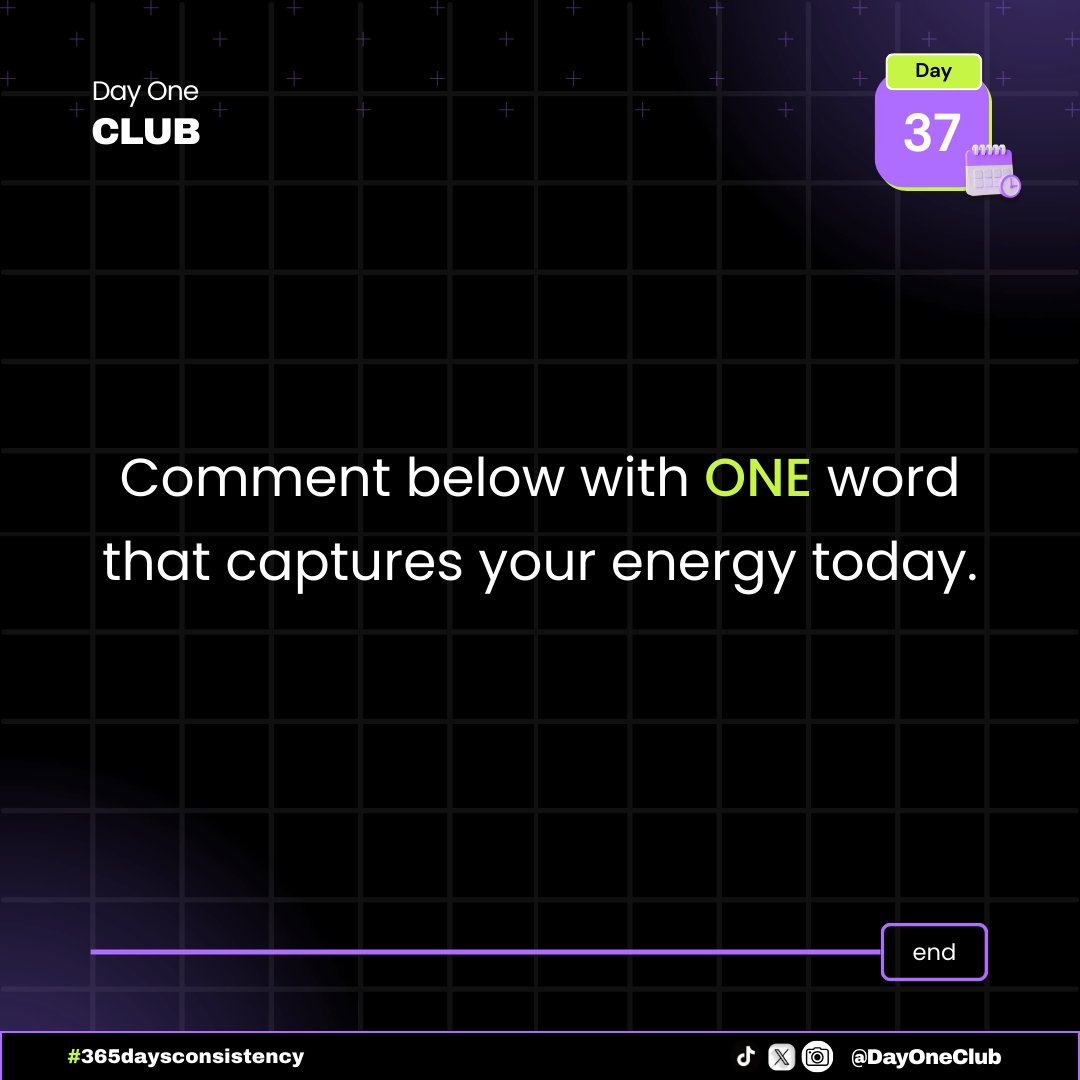 365consistency1's tweet photo. Day 37 of 365 — Quick pulse check 

Drop one word that captures your energy today. 
No wrong answers — just be real. https://t.co/yjk5G7ZJKq