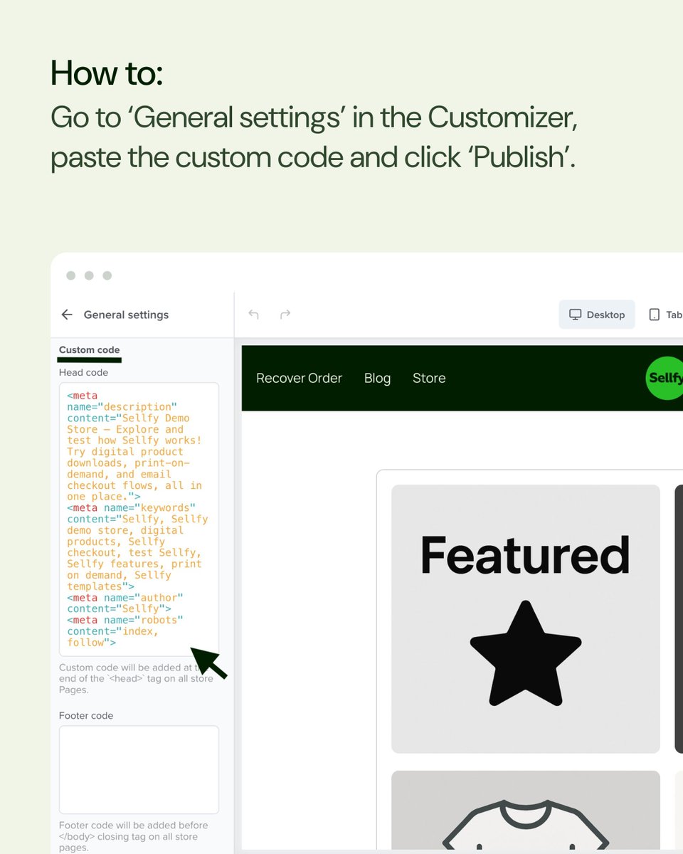 Sellfy's tweet photo. Code it your way and customize your store like a pro 😎 

With Sellfy’s custom code feature, you can:
✔️ Add a live chat
✔️ Embed playlists
✔️ Track campaigns with GA, Facebook Pixel &amp; more
✔️ Even add a cookie policy footer https://t.co/smGs5eltXg