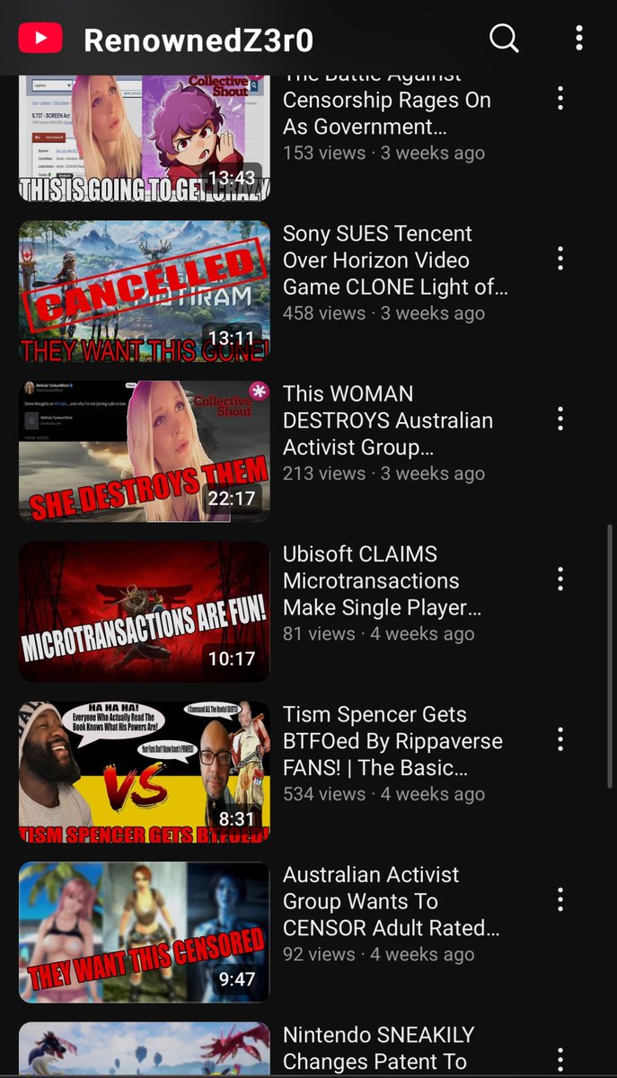 Nice selective choosing of your videos bud. 6 videos above that one and the most viewed is about  Rippaverse hater Tiso Spencer.