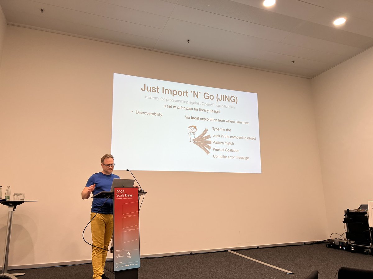 kubukoz's tweet image. @tomas_mikula presenting a very cool library, but most importantly explaining some design decisions behind it - really insightful talk about library API design in modern Scala! @scaladays