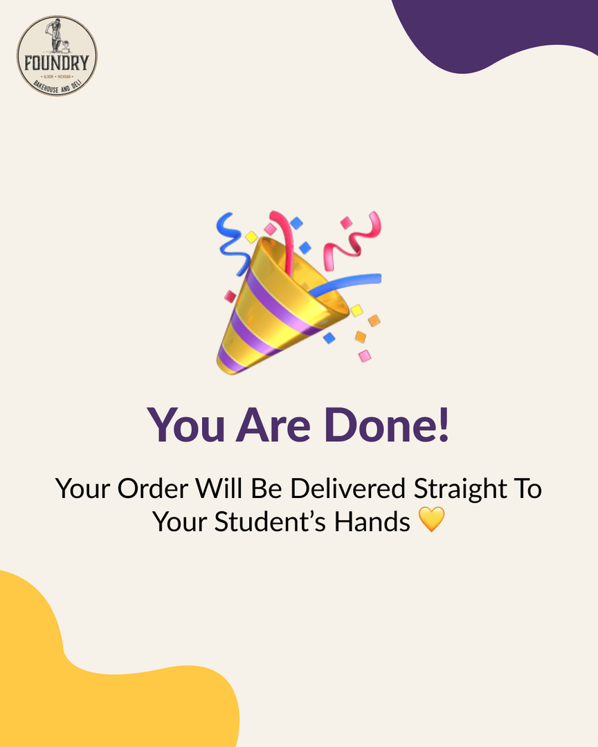FoundryBake's tweet image. Send Sweet Surprises to Your Student! 🎉

Parents, brighten your student’s day with fresh-baked treats! 
Your student will love the thoughtful surprise! 💛

#CampusTreats #EasyOrdering #StudentLove #FreeDelivery #StudentSurprise #ParentLove #StudentLife #CampusLife
