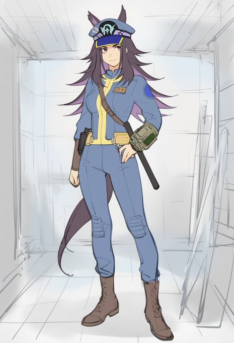 #ウマ娘falloutダービー フェノーメノ Vault 81の住民。警察…というよりセキュリティガードとして働いている。セキュリティたるものと施設中を探索したところ謎の声(※キュリー)を聞き、以降何度か会話したことがあるが、他の人は信じてくれなかった。