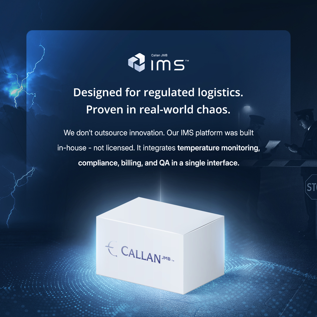CallanJMBInc's tweet photo. What makes Callan JMB different? We don’t outsource innovation.

Our in-house IMS platform unites temperature monitoring, compliance, QA, and billing in one system.

Built for regulated logistics. Proven in real-world chaos. https://t.co/UfPuDZ1YU6 https://t.co/xlzdnf5HEA