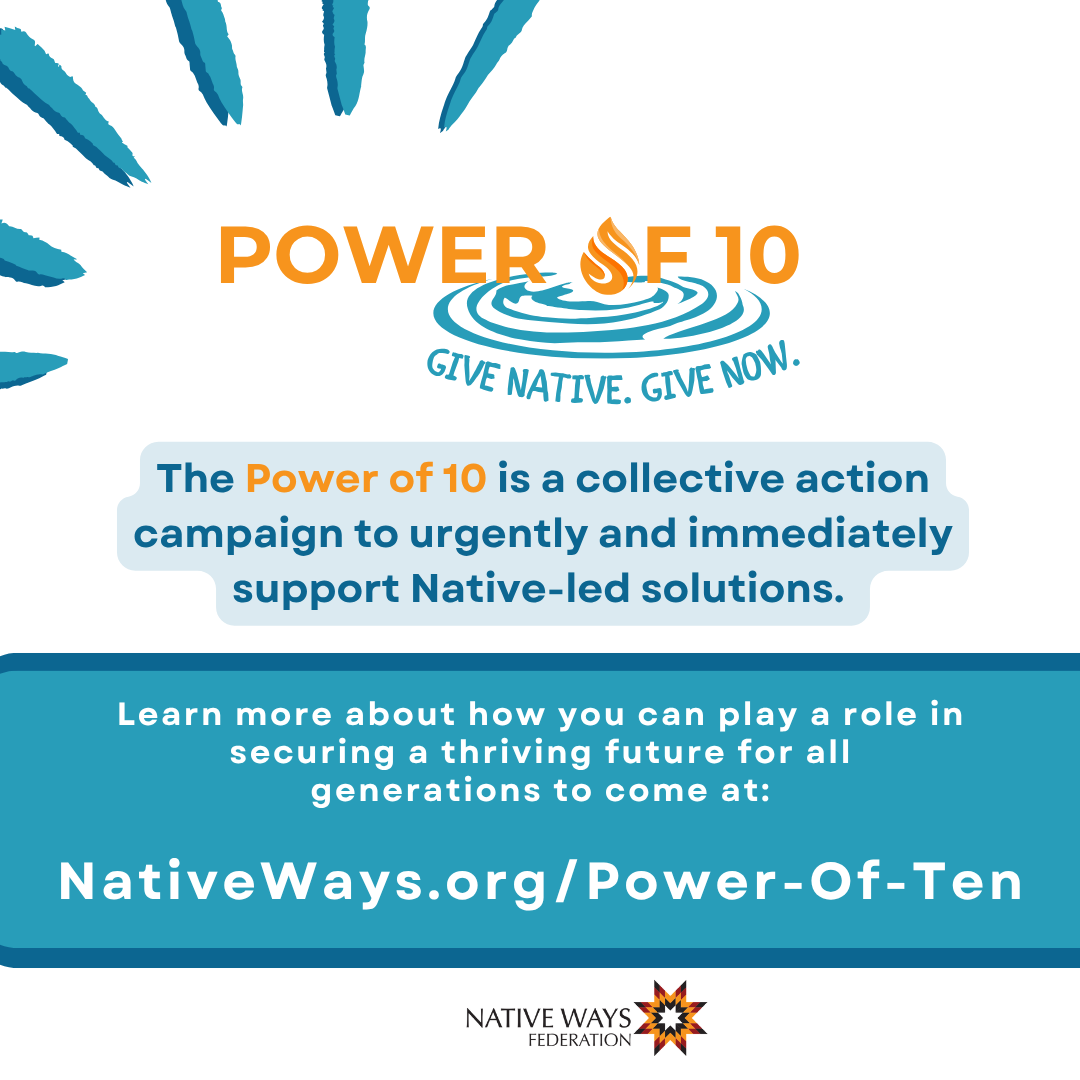 native_ways's tweet image. Calling foundations, donors, allies, &amp;amp; #NativeLed nonprofits: the #PowerOf10 campaign urgently supports Native-led solutions amid federal setbacks &amp;amp; underfunding.

Native people know what works 

👉 #GiveNative #GiveNow

🔗 NativeWays.org/POWER-OF-TEN