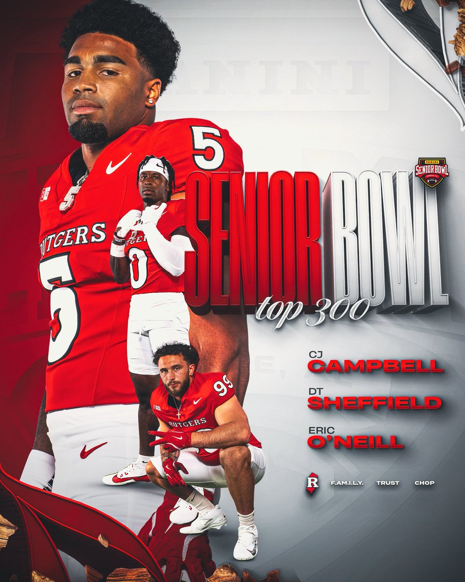 Rutgers Football ๐ช (@rfootball) on Twitter photo 3 Scarlet Knights represent Rutgers on the Senior Bowl Top 300!
<a href="/seniorbowl/">Panini Senior Bowl</a> | #CHOP 3 Scarlet Knights represent Rutgers on the Senior Bowl Top 300!
<a href="/seniorbowl/">Panini Senior Bowl</a> | #CHOP