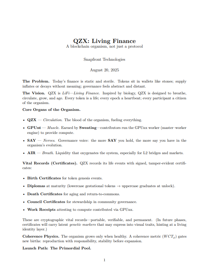 SnapfrontTech's tweet photo. Introducing QuZ-X! DeFi is static, LiFi is coming! #Crypto #LivingFinance #QZX https://t.co/LIEPyLVl9S