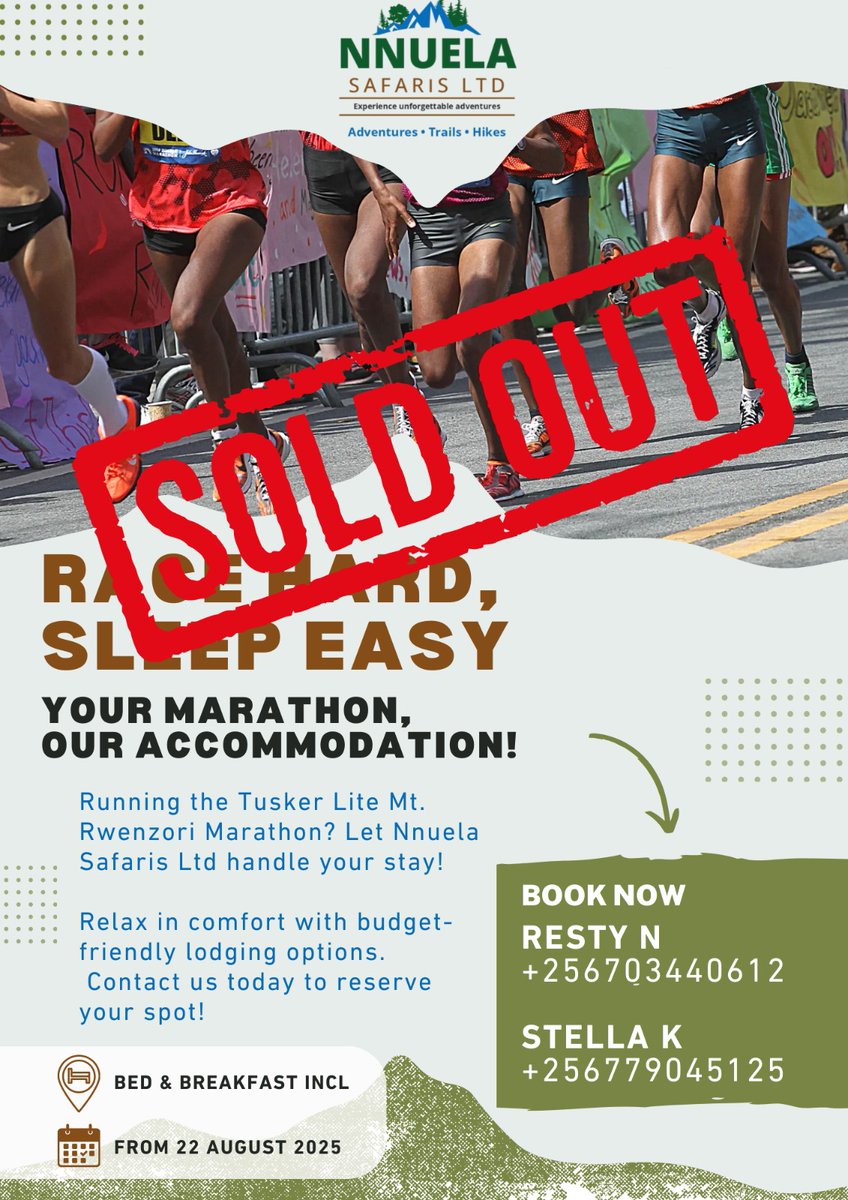 The countdown is closing in. For us we have closed now time to carb load Kirembe is waiting
Colleagues see you in Kasese <a href="/NabatteResty/">Nabatte resty</a> <a href="/WasswaEmma_/">The Mad Man👿</a> <a href="/RwenzoriMarathn/">Tusker Lite Rwenzori Marathon</a> <a href="/Uganda_Expozed/">TRAVEL SPECIALIST🇺🇬</a>