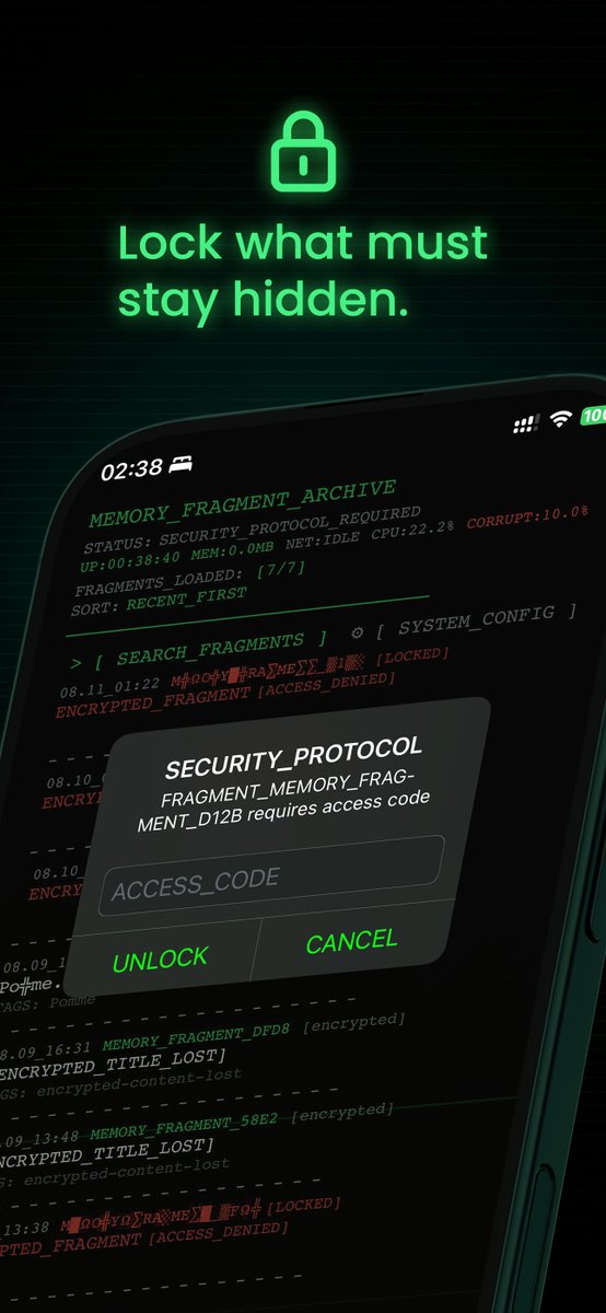 AetomiaStudio's tweet image. sleep.exe is live on the @AppStore, a terminal-style dream journal. Capture fragments, tag them, lock with AES-256. Local-only. 

Offline by design. Archive before the fade. 

👉 Download : apps.apple.com/us/app/sleep-e…

#DreamJournal #PrivacyFirst #iOS