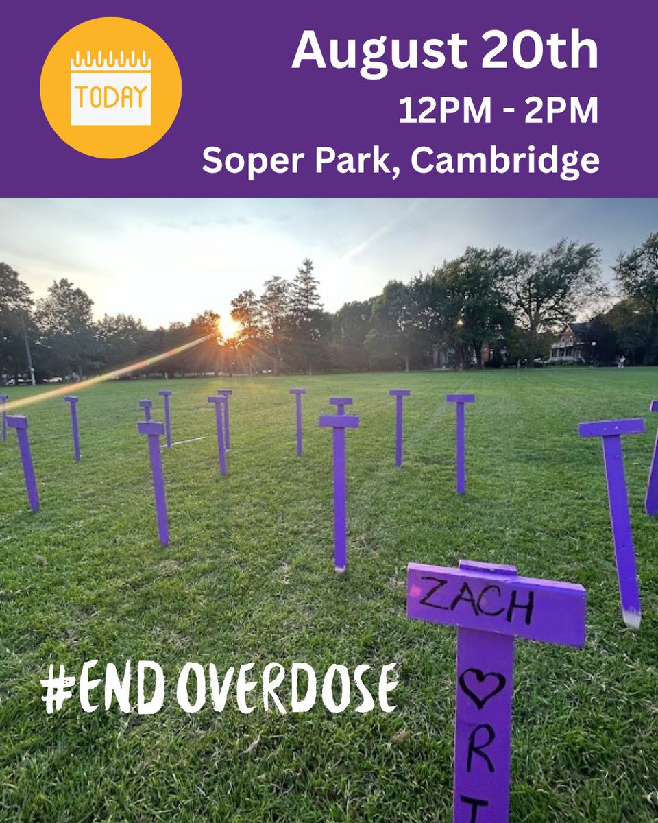 SanguenOutreach's tweet image. 💜 Join us TODAY in Cambridge for Overdose Awareness Day.
📍 Soper Park | 🕛 12–2pm
Guest speakers, moment of silence, community resources, food, our Health Van &amp;amp; more.
#IOAD2025 #DrugPoisoningCrisis #SupportNotStigma