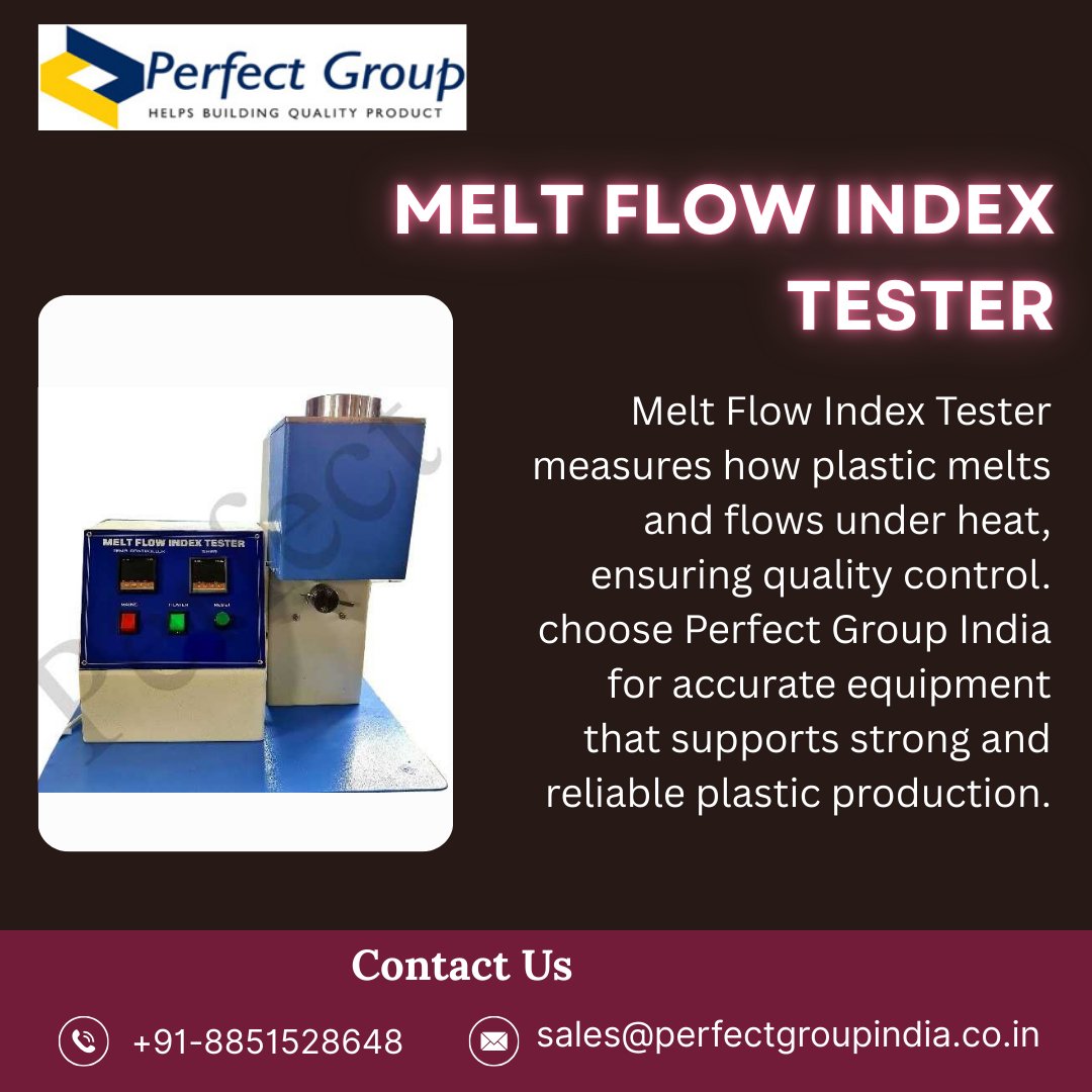 itnucleus218649's tweet image. Melt Flow Index Tester

Melt Flow Index Tester measures how materials behave under heat and pressure. 

Visit Us: perfectgroupindia.co.in/melt-flow-inde…

#MeltFlowIndexTester #Transportation #IndustrialEquipment #QualityControll #PerfectGroupIndia