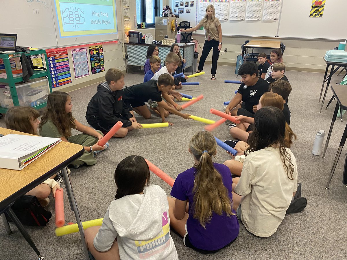 Team Building in Mrs. Lakin’s class: Ping Pong Battle! 
Kids loved it!