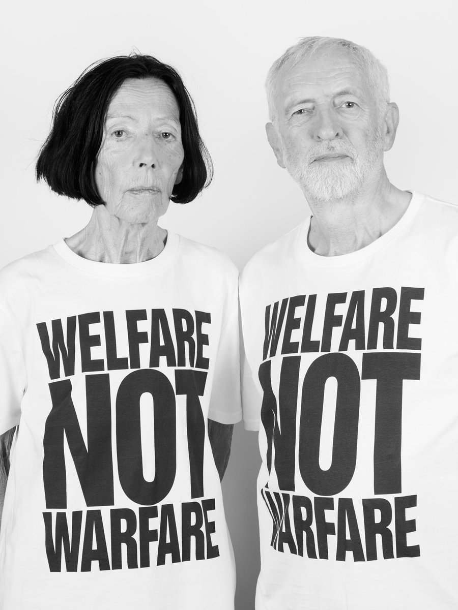 Over 1000 of our WELFARE NOT WARFARE T-shirts with <a href="/jeremycorbyn/">Jeremy Corbyn</a> &amp; <a href="/lahamnett/">KatharineHamnett CBE</a> have been bought.

All proceeds go to <a href="/TaawonPalestine/">Taawon التعاون</a>'s NOOR Orphan Care Program.

Buy &amp; Donate: a-political.teemill.com/collection/adu…