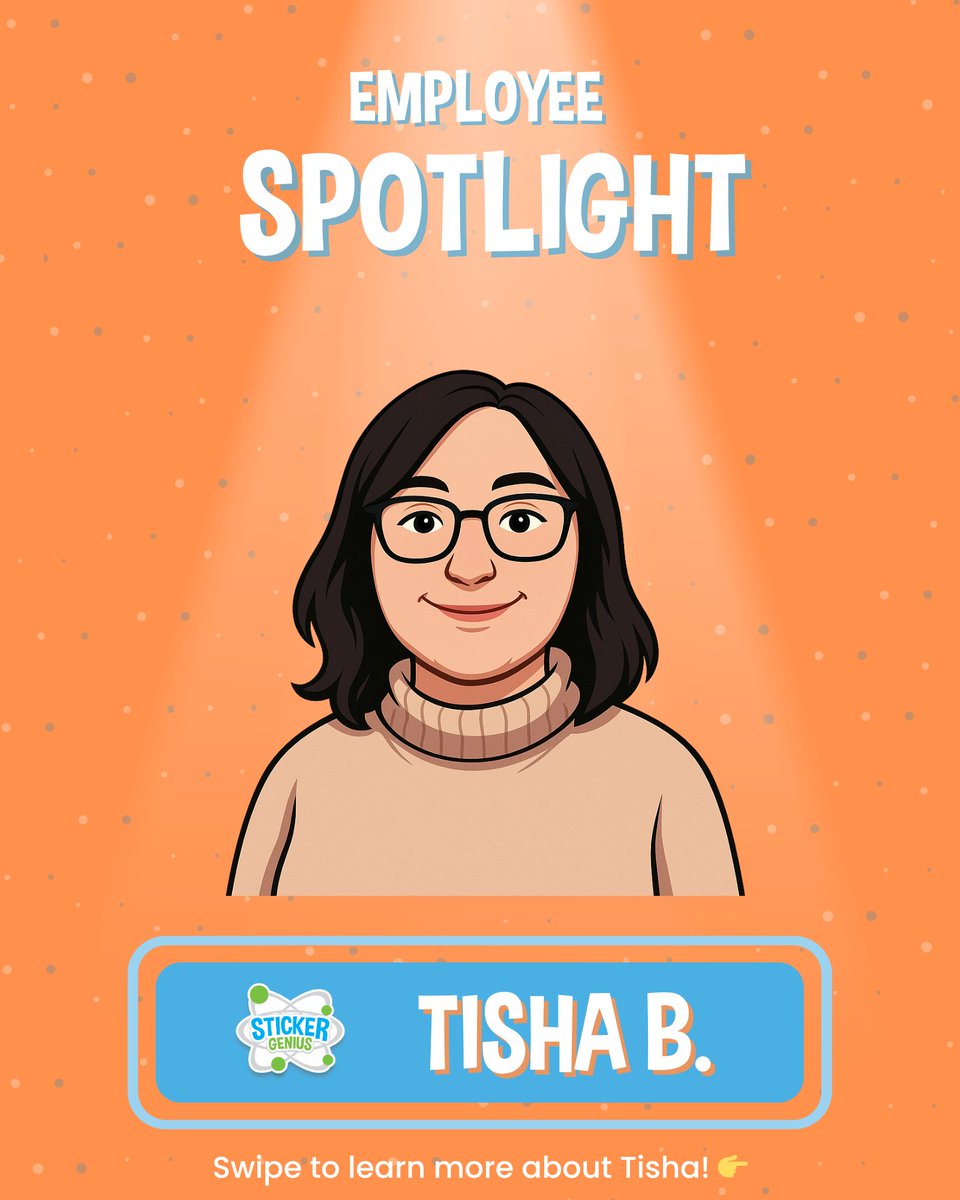 StickerGenius's tweet image. Meet Tisha, the friendly face (and voice) helping our customers with their projects while keeping things running smoothly behind the scenes. We’re so lucky to have her on the Sticker Genius team! 💚 

#EmployeeSpotlight #TeamTuesday #StickerGenius #ShopSmall #WomenOwned