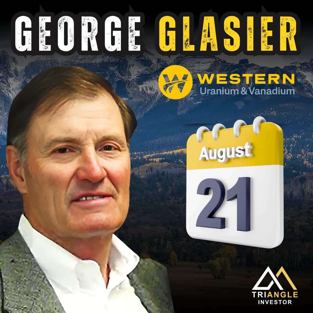 Join us on August 21 for an interview with George Glasier, President and CEO of Western Uranium &amp; Vanadium Corp. (CSE: WUC | OTCQX: WSTRF).
#uranium #vanadium <a href="/WesternUranVan/">Western Uranium & Vanadium (CSE: WUC)</a>