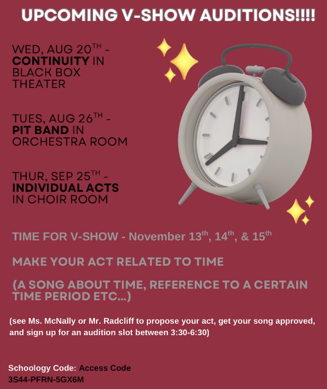 RMHS Fine Arts (@rmfinearts) on Twitter photo First round of V-Show auditions start today after school with Continuity! <a href="/RMHSMUSTANGS/">Rolling Meadows HS</a> First round of V-Show auditions start today after school with Continuity! <a href="/RMHSMUSTANGS/">Rolling Meadows HS</a>