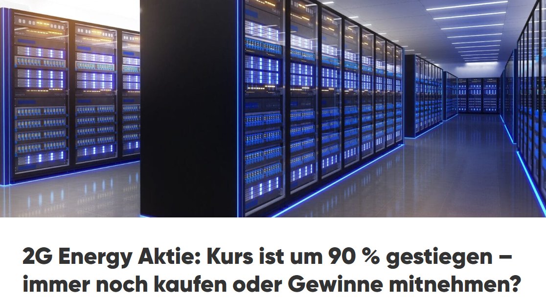 Die Aktie von 2G Energy rennt derzeit von einem Hoch zum nächsten. Ein Grund dafür ist der stark wachsende Strombedarf für neue KI-Rechenzentren. <a href="/JonNeuscheler/">Jonathan Neuscheler</a> hat auf seinem Blog <a href="/Abilitato_de/">Abilitato.de</a> ein Update zur Aktie von <a href="/2GEnergy/">2G Energy Inc.</a> veröffentlicht: 

Affiliate-Link: