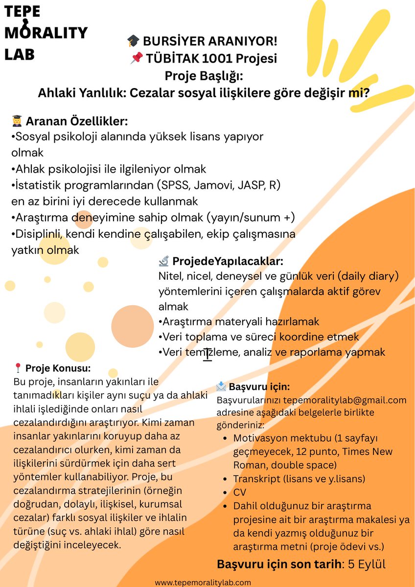 Tubitak 1001 projem için yüksek lisans bursiyeri arıyorum! İlgilenen öğrencilere duyurulur 📣