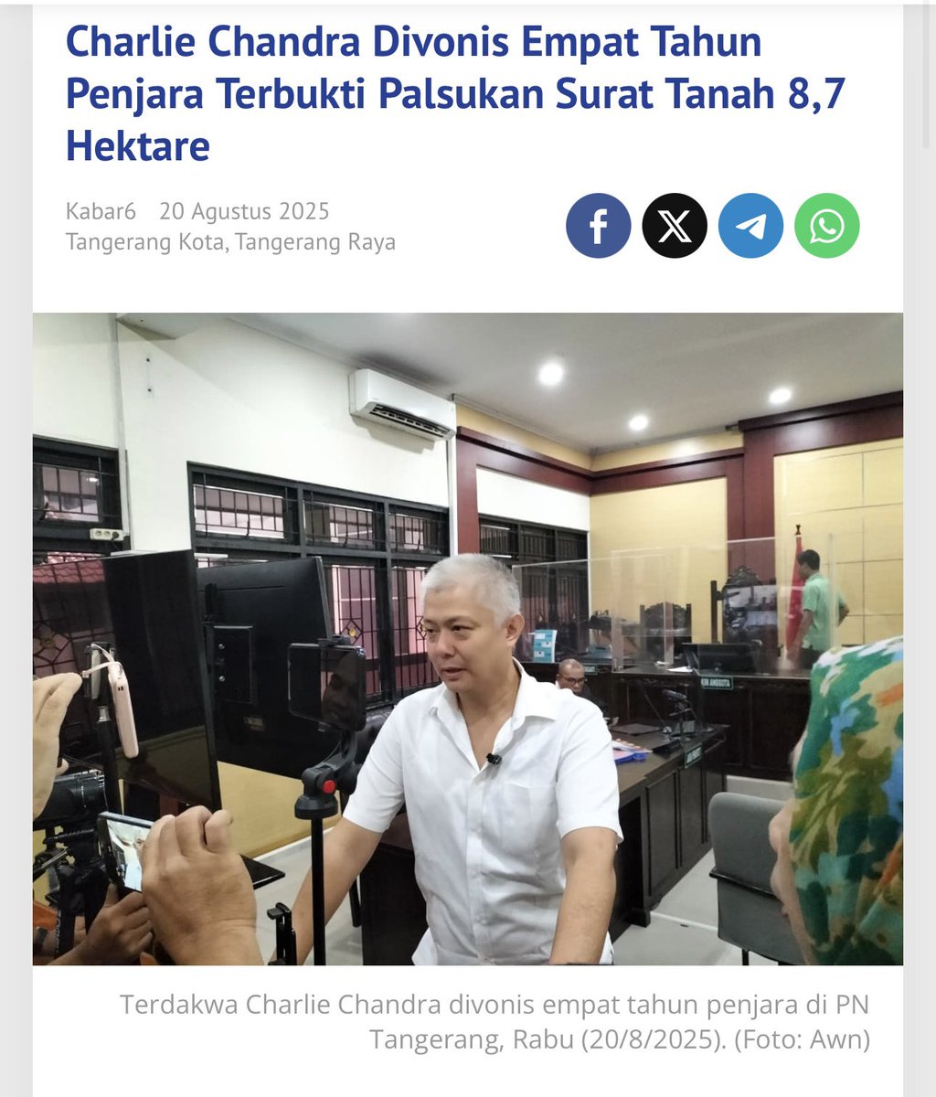 Putusan ini konsisten menguatkan putusan terdahulu pada tahun 1993 di pengadilan yang sama terhadap Terdakwa Paul Chandra yang terbukti memalsukan cap jempol pemilik asli tanah The pit nio seluas 8,7 ha didesa lemo, dimana Paul Chandra sudah diputus bersalah 6 bulan penjara,