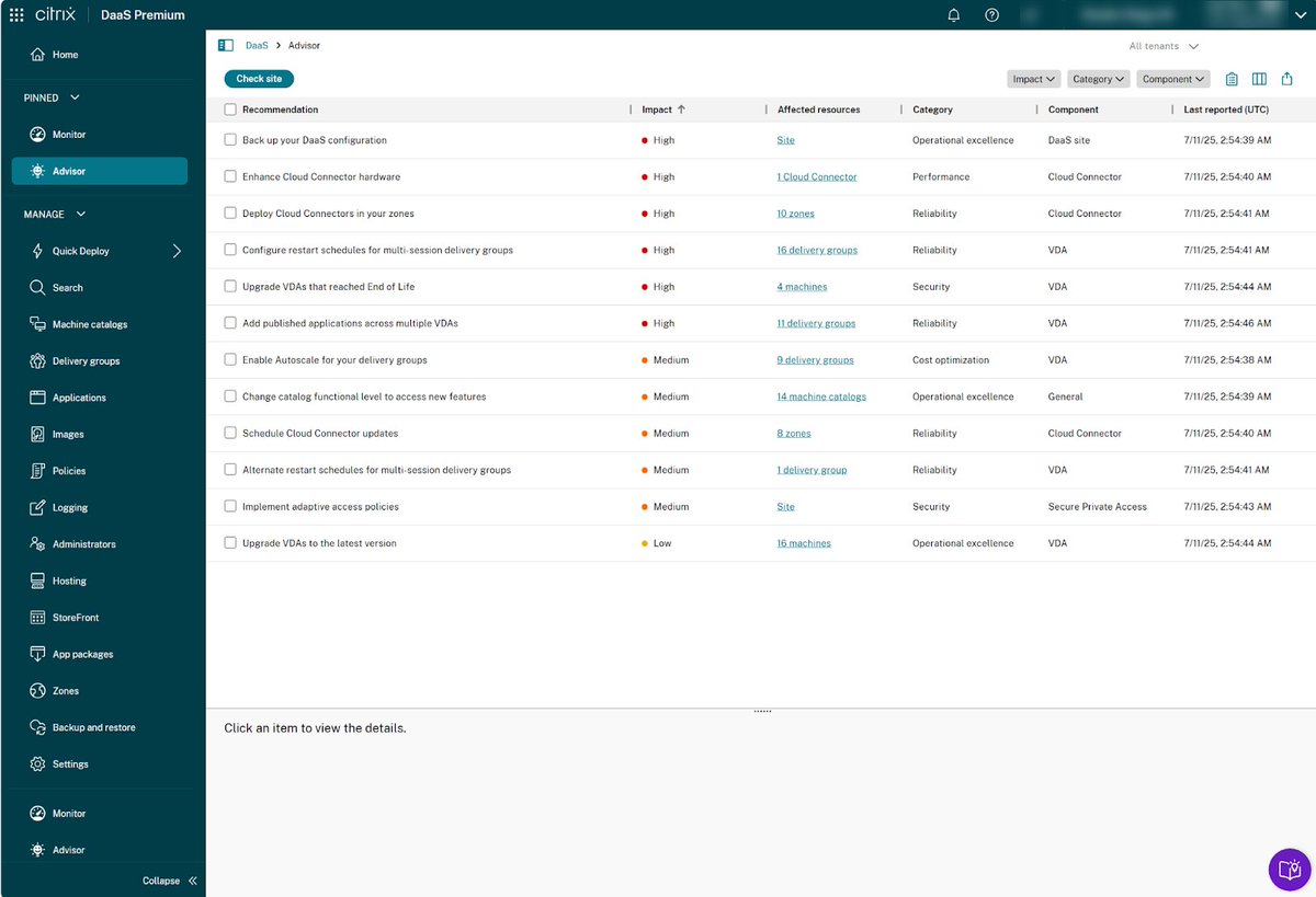 citrix's tweet image. Meet #Citrix Advisor: the new service designed to keep your #DaaS deployment running at its best. It proactively identifies configuration issues, inefficiencies, and more—with automated checks &amp;amp; actionable recommendations to save you time. Learn more. ➡️ spr.ly/6010facyA