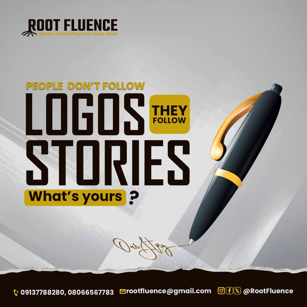 rootfluence's tweet image. People don&apos;t follow logos. They follow stories.

Your brand&apos;s story is your competitive advantage.

What&apos;s yours?

#BrandStory #Storytelling #BrandBuilding