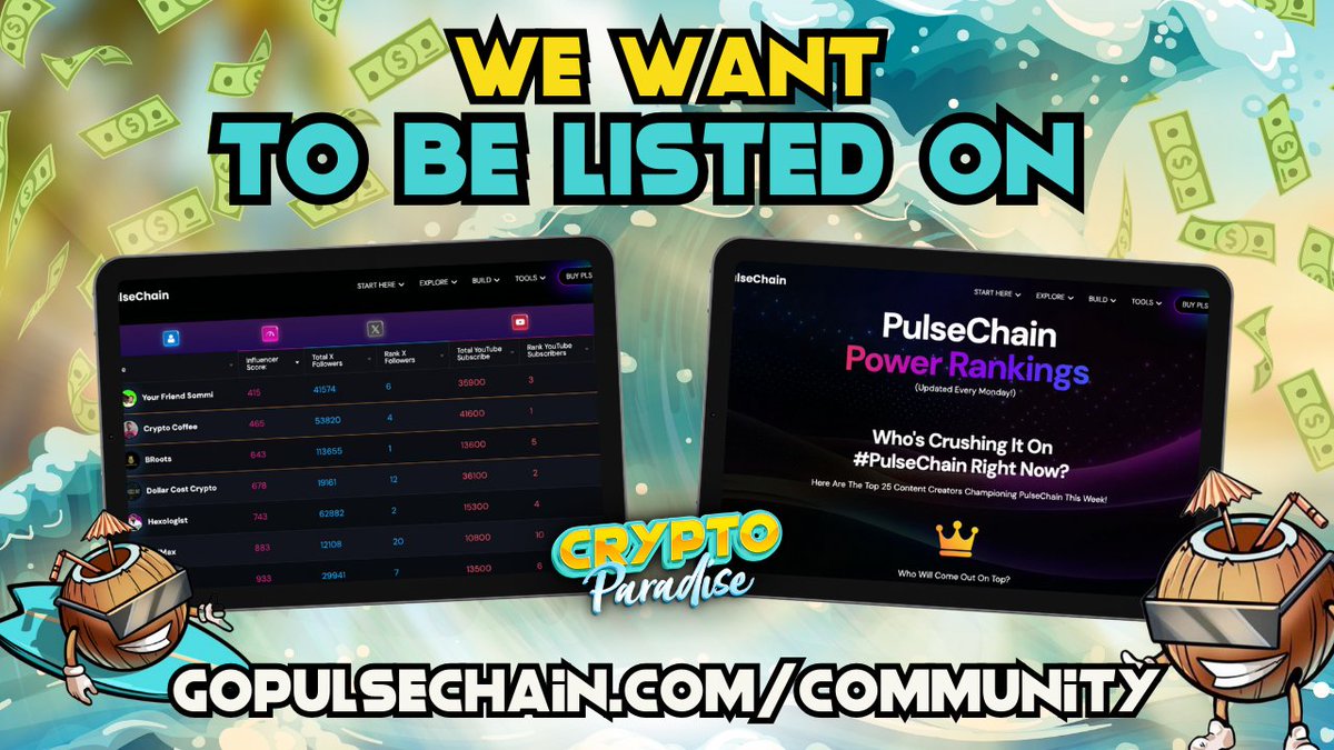 Crypto Paradise (@xcryptoparadise) on Twitter photo Crypto Paradise wants to be listed on the <a href="/gopulsechain/">GoPulseChain</a> Community Page 🌊
👉 gopulsechain.com/community
Let's make it happen!
$SURF x $PLS 🚀 Crypto Paradise wants to be listed on the <a href="/gopulsechain/">GoPulseChain</a> Community Page 🌊
👉 gopulsechain.com/community
Let's make it happen!
$SURF x $PLS 🚀
