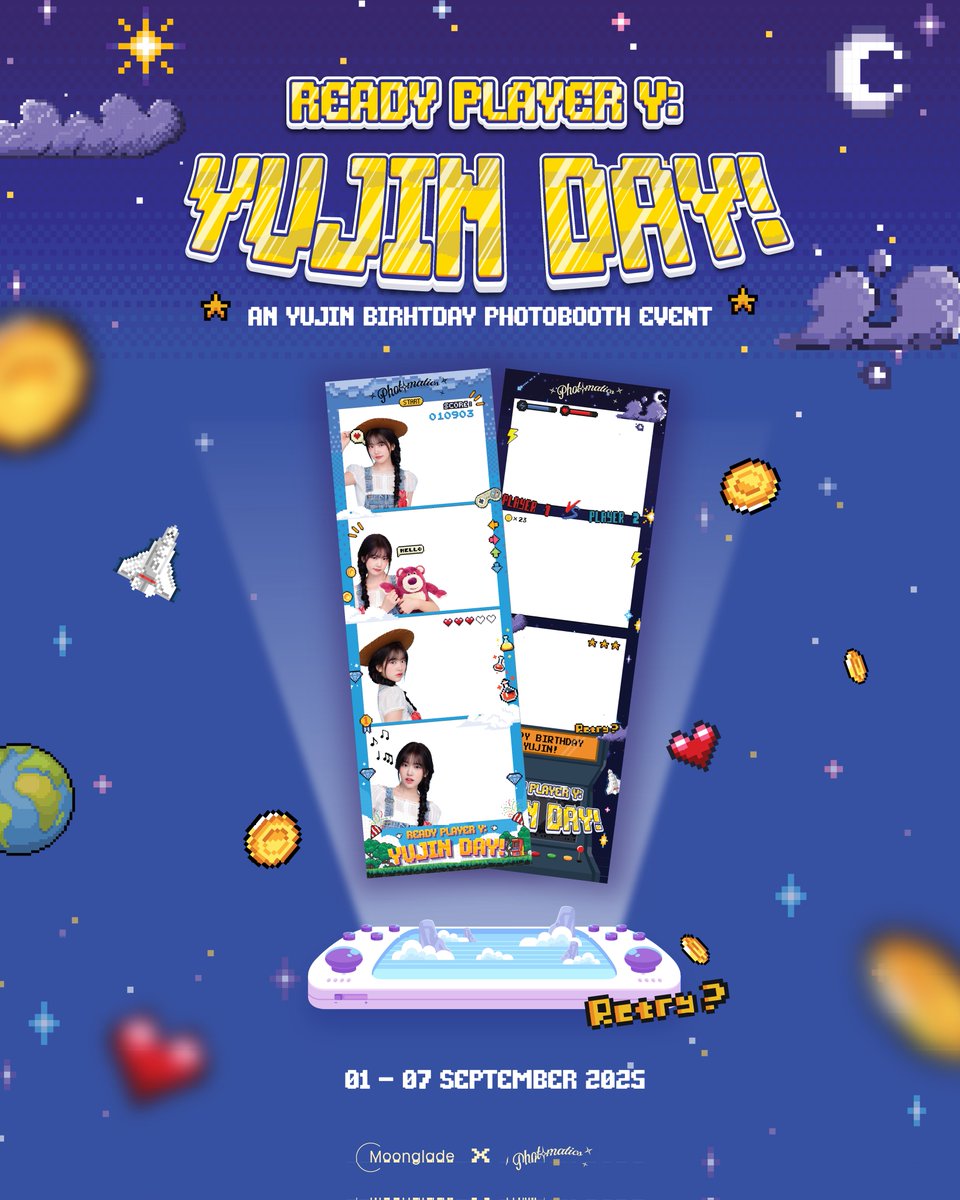 JinjooRoll's tweet photo. ✨ Ready… Set… Play! 🚀👾 
Celebrate Yujin’s birthday with a special photobooth at @photomaticsid! 
📸 Sept 1–7, 2025
📍Selected branches 
Make memories, snap pics, and join the fun, JINJOO nation! 
#ReadyPlayerY #YujinDay #AnYujinBirthday #AnYujin #IVE https://t.co/vfiHAmHUAB