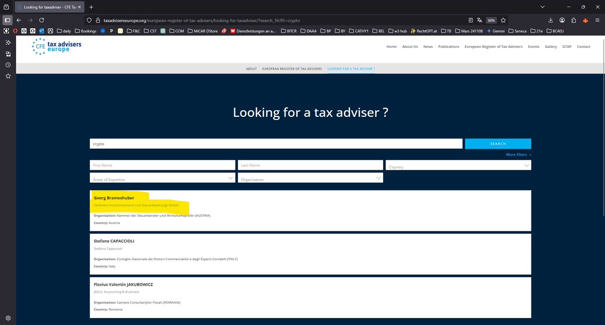 POV you are looking for a crypto tax adviser in the European Register of Tax Advisers and you find

3.

Inculding Stefano from Italy and Flavio from Romania.
