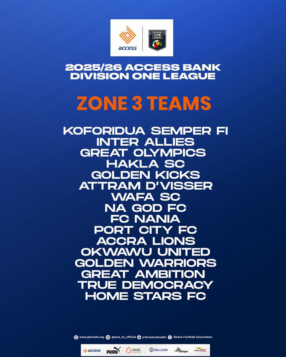 Inter Allies FC (@interalliesfc) on Twitter photo Ahead of the official release of the 2025/26 <a href="/DivisionOneGH/">๐ฌ๐ญ Access Bank Division One League</a> fixtures, hereโs a glimpse of the teams weโll be battling in Zone 3 this coming season.
Follow our WhatsApp channel for all the exclusive pictures and team news : whatsapp.com/channel/0029Vaโฆ
๐ดโช๏ธ๐ต #iafc | #ElevenIsToOne Ahead of the official release of the 2025/26 <a href="/DivisionOneGH/">๐ฌ๐ญ Access Bank Division One League</a> fixtures, hereโs a glimpse of the teams weโll be battling in Zone 3 this coming season.
Follow our WhatsApp channel for all the exclusive pictures and team news : whatsapp.com/channel/0029Vaโฆ
๐ดโช๏ธ๐ต #iafc | #ElevenIsToOne