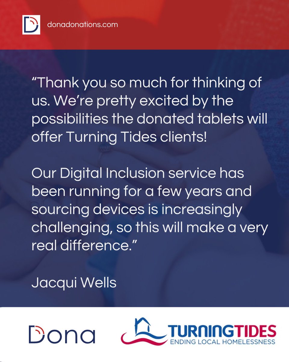 DonaDonations's tweet photo. Our ‘Tech For Good’ ethos is at the heart of everything we do, and we’re delighted to share a recent initiative that embodies this. We have donated reclaimed tablets to local charity, Turning Tides.

🌐 https://t.co/PfvrA5cWZa

🏠 https://t.co/4MvekS0UCl https://t.co/Uf1wInYyBG
