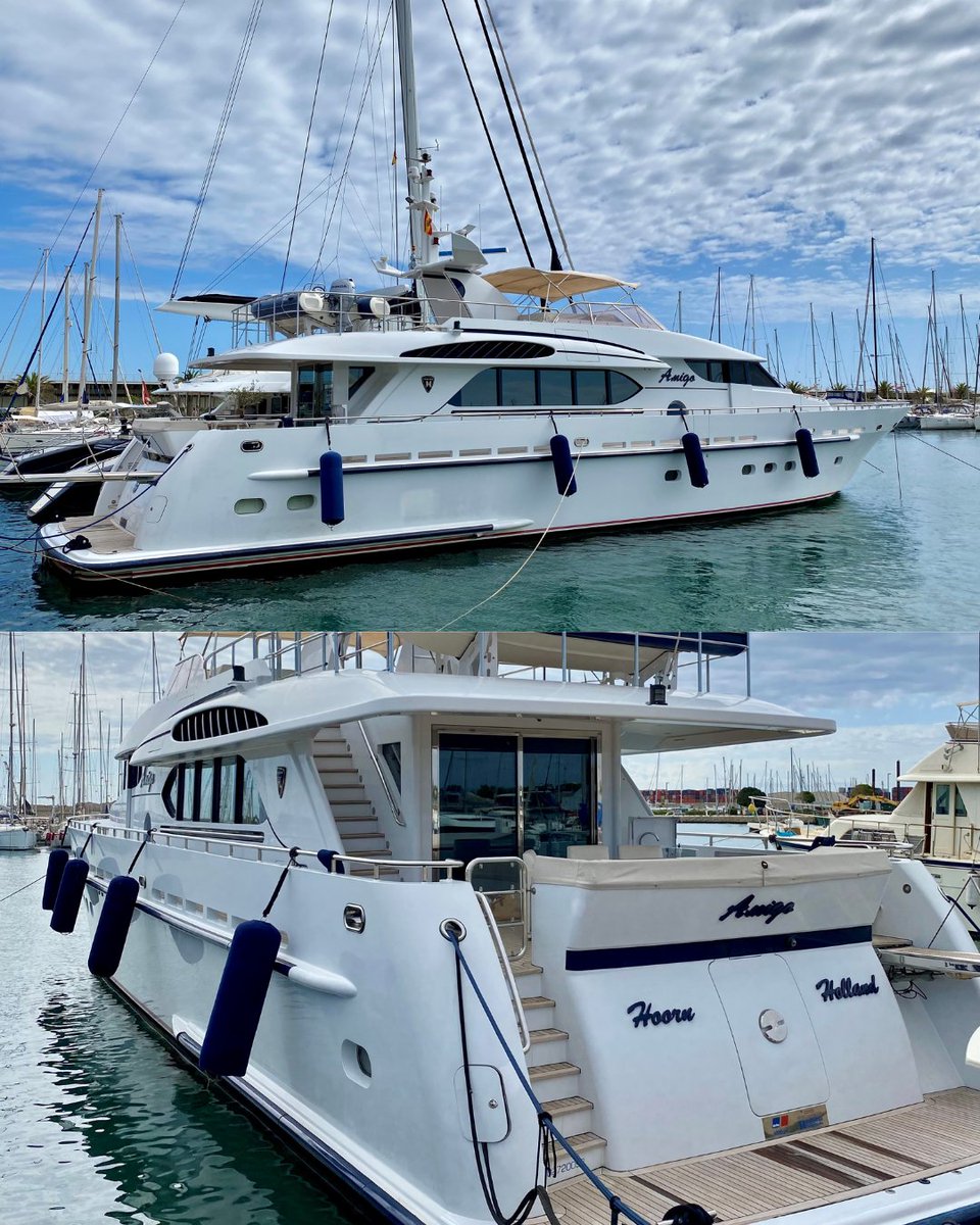 Durante estas semanas hemos contado con la embarcación Amigo en Marina Norte, un yate de 30metros de eslora construido en los Países Bajos por Heesen Yachts. Cuenta con cubierta de teka y casco y superestructura de aluminio. En Marina Port Valencia, cada escala es una experiencia