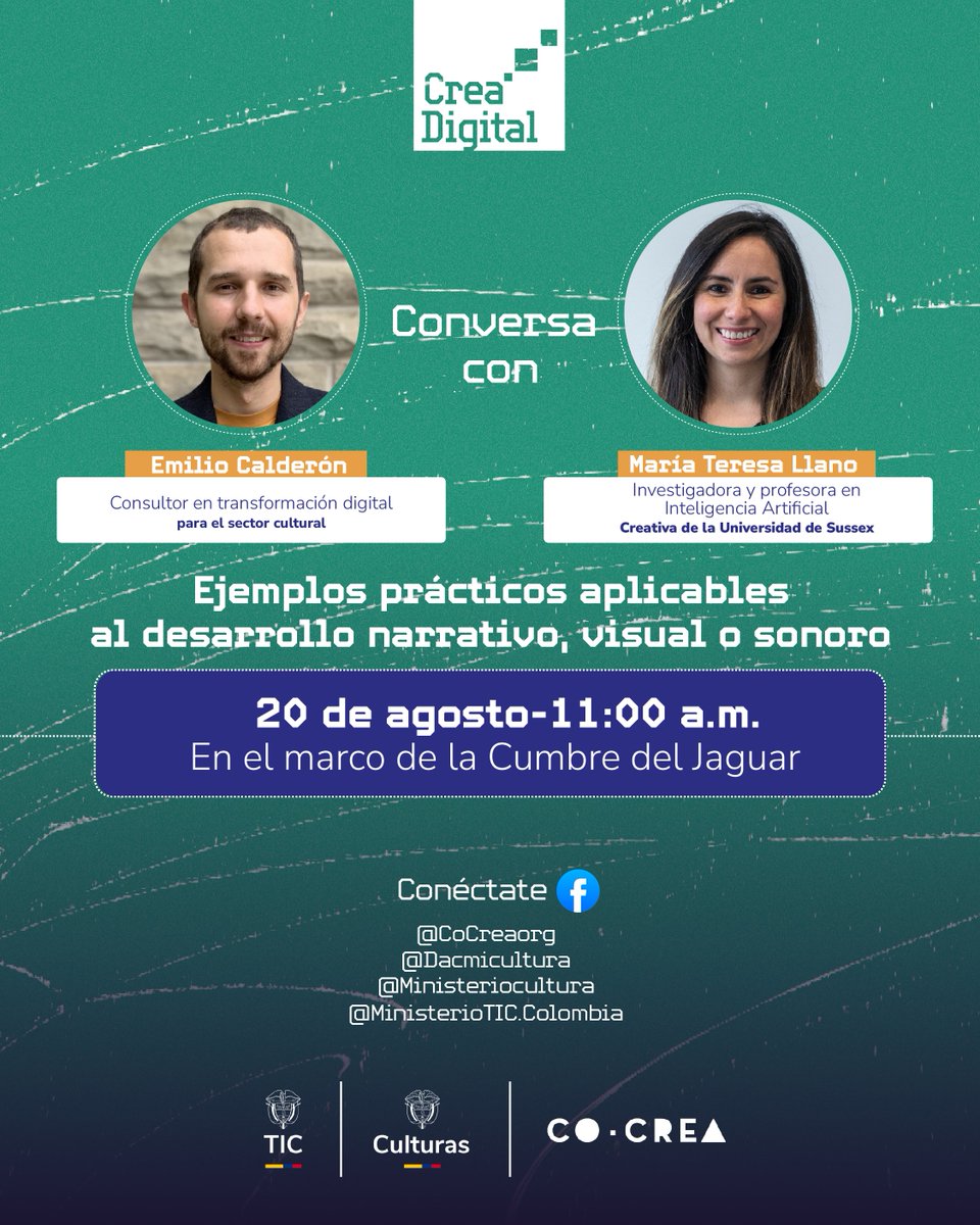 🎙️ Es #hoy es hoy, descubre cómo la inteligencia artificial mejora cada detalle de tus creaciones visuales y sonoras.

📝Regístrate aquí: forms.office.com/r/NiCJKArPaR

🔗 Conéctate a través de nuestro canal de YouTube @CoCreaColombia

🔴#EnVivo aquí: youtube.com/live/nh51YOBOO…