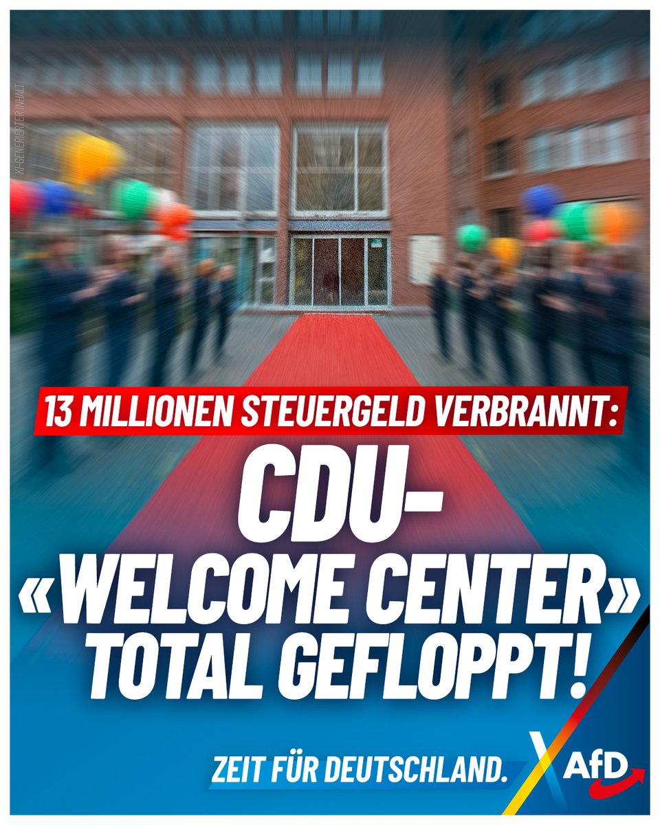 Die grüne CDU-Regierung in Schleswig-Holstein verbrennt 13 Mio. Euro Steuergeld für ein „Welcome Center“ unter Leitung von Robert Habecks Bruder Hinrich. Nur 5 Ausländer wurden in Arbeit vermittelt. Wir fordern ein Ende von Vetternwirtschaft und ideologischen Projekten.