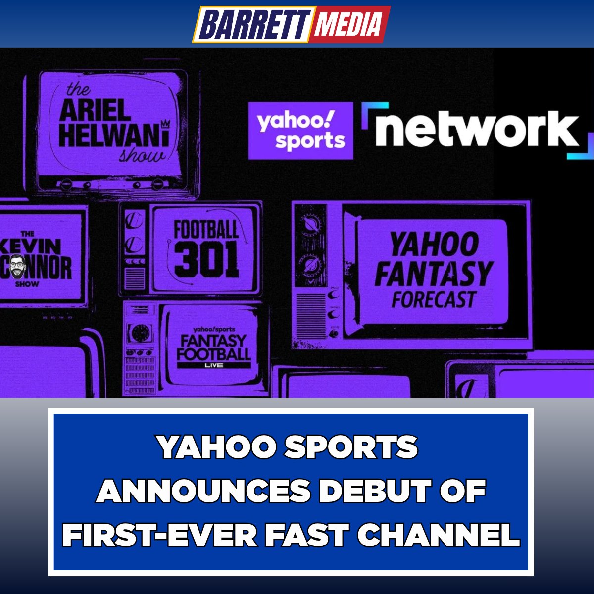 Barrett Media (@barrett_media) on Twitter photo .<a href="/YahooSports/">Yahoo Sports</a> has announced the launch of the Yahoo Sports Network, a free, ad-supported streaming television channel set to feature more than 60 hours of original programming each week across the #NFL, #NBA, #MLB, and more! .<a href="/YahooSports/">Yahoo Sports</a> has announced the launch of the Yahoo Sports Network, a free, ad-supported streaming television channel set to feature more than 60 hours of original programming each week across the #NFL, #NBA, #MLB, and more!