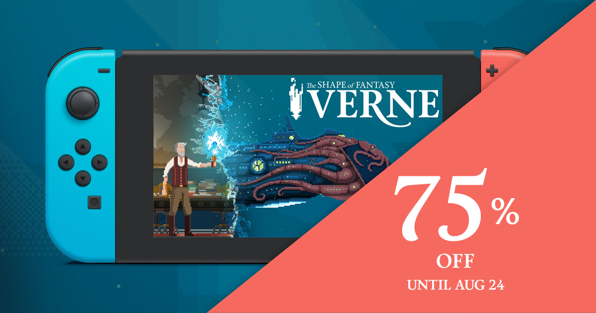 🔔 NAUTILUS ALERT! 🔔
Verne: The Shape of Fantasy: 75% off on #NintendoSwitch until August 24!

#adventuregame #indiegame #julesverne #pixelart