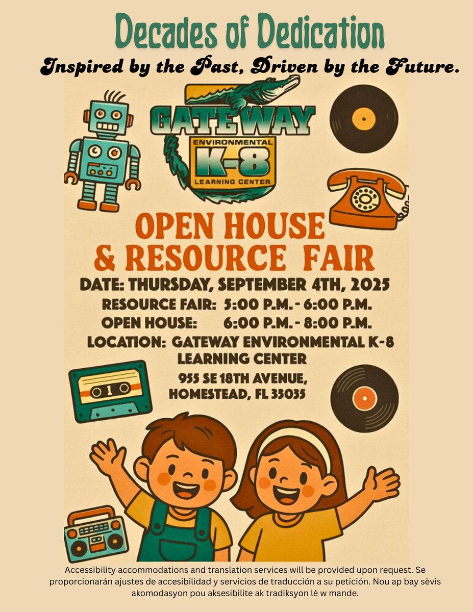 Gateway K-8 (@gateway_k8) on Twitter photo Open House at Gateway K-8! ππ
Meet our teachers, explore classrooms & see why Gateway is #YourBestChoiceMDCPS πβ¨
ποΈ September 4, 2025
β°οΈ 5:00PM- 7:00PM
π Gateway Environmental K-8
#GatewayK8 #CrocsRock
<a href="/SuptDotres/">Jose L. Dotres, Ed.D.</a> <a href="/MDCPSSouth/">South Region Office</a> Open House at Gateway K-8! ππ
Meet our teachers, explore classrooms & see why Gateway is #YourBestChoiceMDCPS πβ¨
ποΈ September 4, 2025
β°οΈ 5:00PM- 7:00PM
π Gateway Environmental K-8
#GatewayK8 #CrocsRock
<a href="/SuptDotres/">Jose L. Dotres, Ed.D.</a> <a href="/MDCPSSouth/">South Region Office</a>