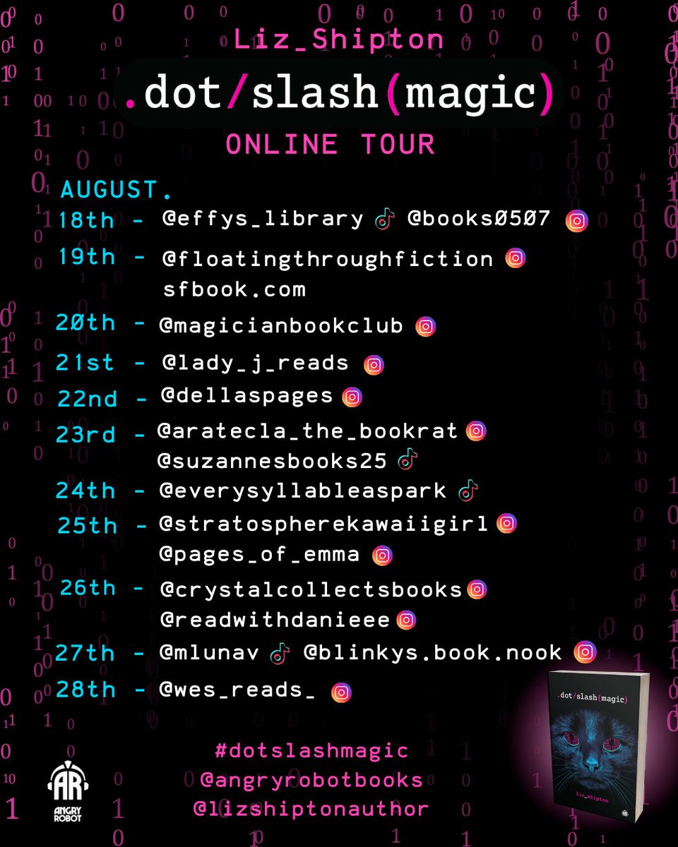 reelsamtyler's tweet image. 📢Blog Tour Klaxon📢

@sfbook  are part of the online tour for Liz Shipton&apos;s entertaining modern urban fantasy .dot/slash(magic).

Out now!

sfbook.com/dot-slash-magi…

@angryrobotbooks