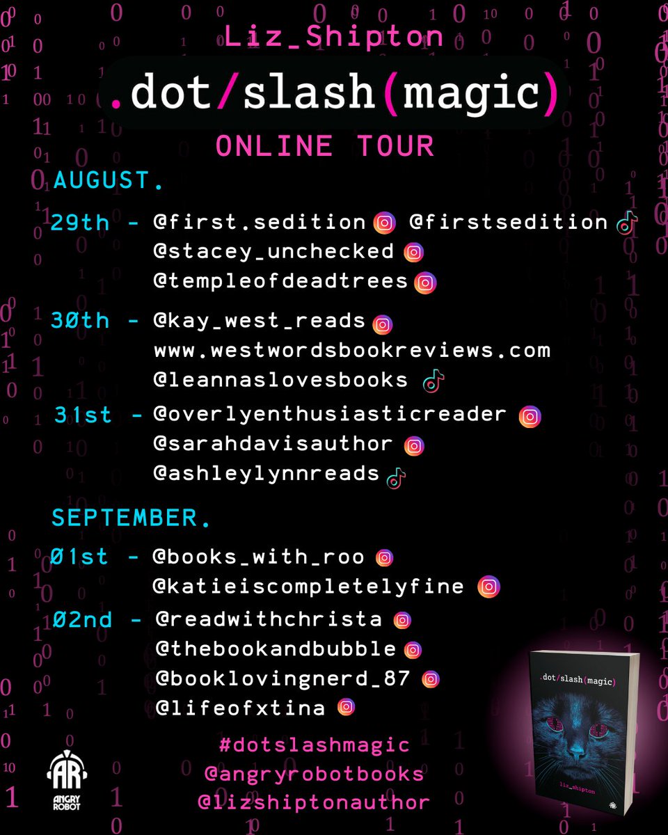 reelsamtyler's tweet image. 📢Blog Tour Klaxon📢

@sfbook  are part of the online tour for Liz Shipton&apos;s entertaining modern urban fantasy .dot/slash(magic).

Out now!

sfbook.com/dot-slash-magi…

@angryrobotbooks