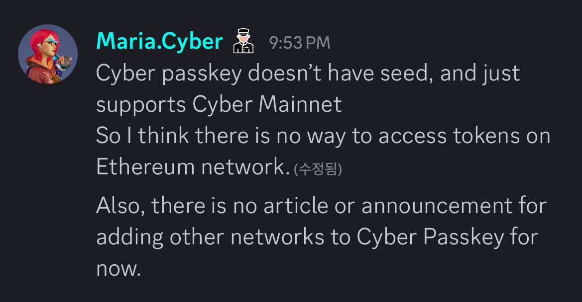 five_east_'s tweet image. ⚠️ $CYBER Passkey Wallet creates a huge risk.
It only supports Cyber Mainnet — if tokens are sent to its Ethereum address, they are permanently locked with no way to recover.

Cyber team must provide a migration/recovery solution ASAP.

#Cyber #CyberConnect #Web3 #DeFi