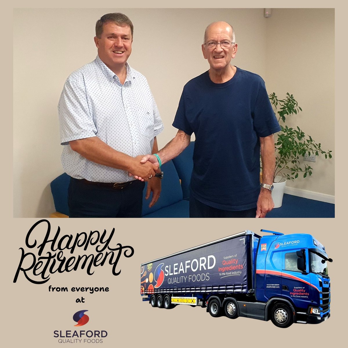 It was end of an era yesterday with the retirement of popular HGV driver Gordon Marshall. 
Gordon began working at SQF in 2003 as a self-employed ‘man with a van’ and was soon promoted to become a full-time artic driver. Everybody at SQF wishes Gordon a long &amp; happy retirement.