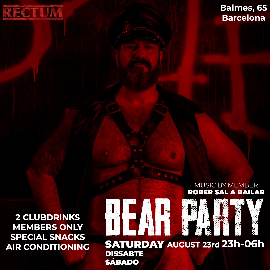 SPECIAL EVENTS AT RECTUM 🐻🤤
#RECTUMBCN #gayfetish #Barcelona #cruising #fetish #gay #gayclub #privateclub #gaybarcelona #gaybcn #musclebear #bear #bears #beargay #bearparty #woof #CRDKO #gaycruising #gayclubbarcelona
<a href="/CruisingClubs/">CruisingClubs</a> <a href="/CRDKO_BCN/">CRDKO</a>