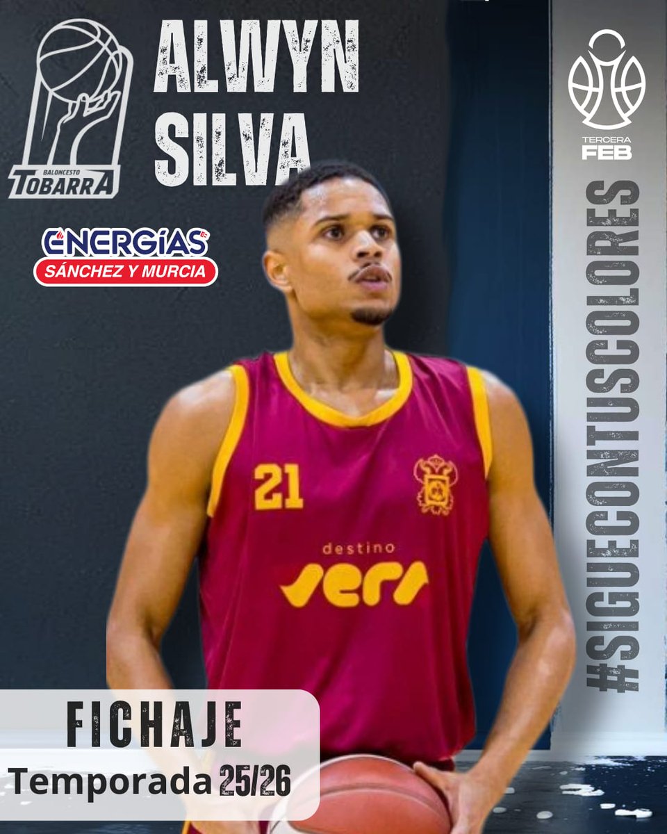 🔵 Alwyn Silva es un escolta de Cabo Verde de 24 años y 1'95m 🔵

🎯 Su buen tiro exterior y manejo de balón además de su físico resultarán determinantes para el equipo 

Bienvenido a Tobarra 💙🤍