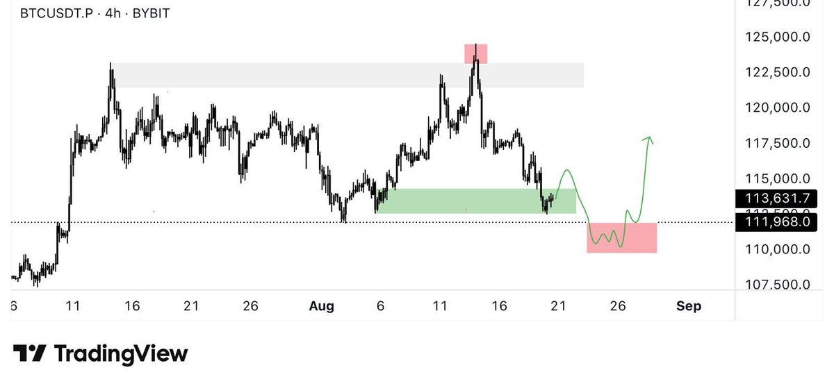 $BTC didn’t give the bounce I wanted off the first demand zone.

My bids are waiting in the red box around $110K.

Still think more pain is ahead before relief.

HTF holders stay strong, better days will follow.