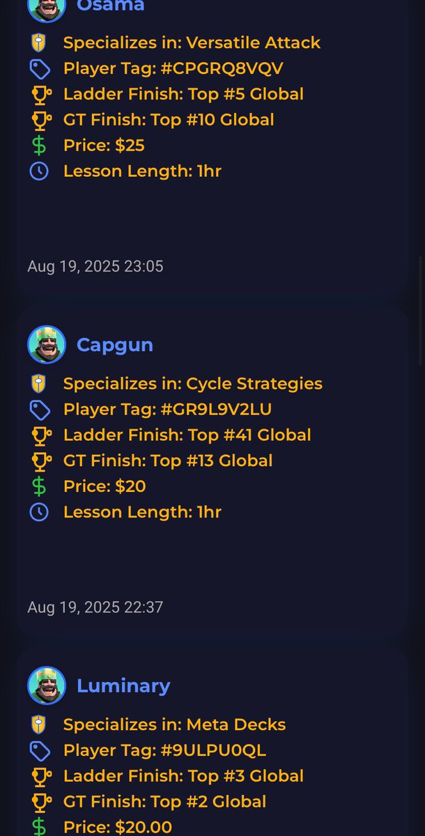 Official Launch Day! 📢

CoachRoyale’s official launch is here. Get direct coaching from pro’s around the world.

Become a Pro today 🏆

🎁 Giveaways happening RN!

🔗Website: coachroyale.com
🔗Discord: discord.gg/coachroyale