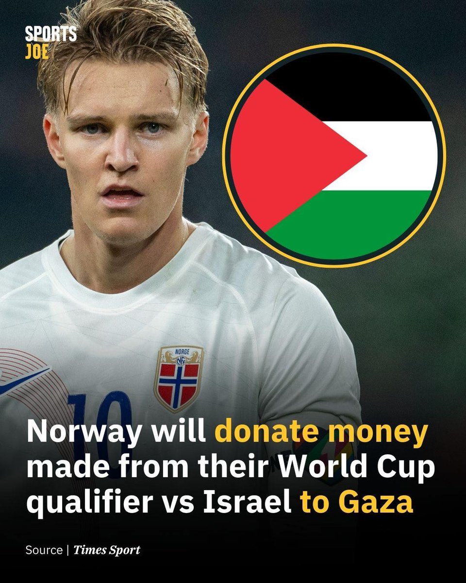 Class 👏❤️
The Norwegian football federation says it will spend profits from its upcoming World Cup qualifier against Israel on “saving lives in Gaza”. 💰
