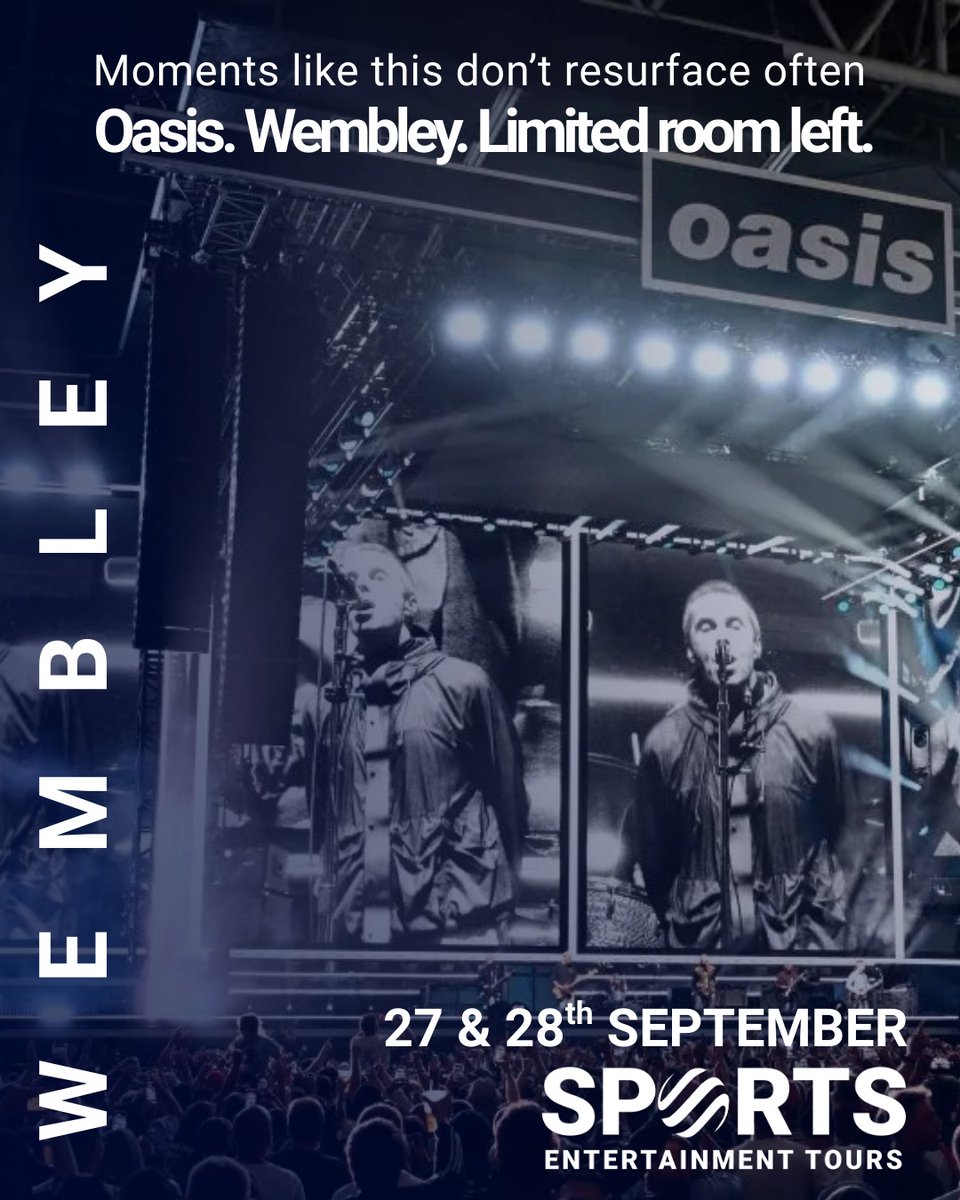 Sports Entertainment Tours (@setourscom) on Twitter photo You werenโt meant to get a second chance at thisโฆ but here it is. Oasis. Wembley. A handful of doors still open - for now ๐
Limited Availability left... 27 & 28th September 2025
London | Wembley
Get in touch:
Info@sportsentertainmenttours.com
+44 (0) 2890024446 You werenโt meant to get a second chance at thisโฆ but here it is. Oasis. Wembley. A handful of doors still open - for now ๐
Limited Availability left... 27 & 28th September 2025
London | Wembley
Get in touch:
Info@sportsentertainmenttours.com
+44 (0) 2890024446