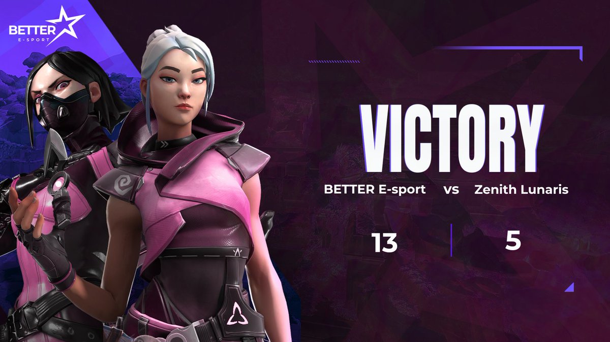 The girls win first match against Zenith Lunaris 13 - 5 in yesterday's match! We play against Gitta and Cortex today at 19.00 CET and 20.30 CET! Tune in on twitch! 

twitch.tv/betteresport