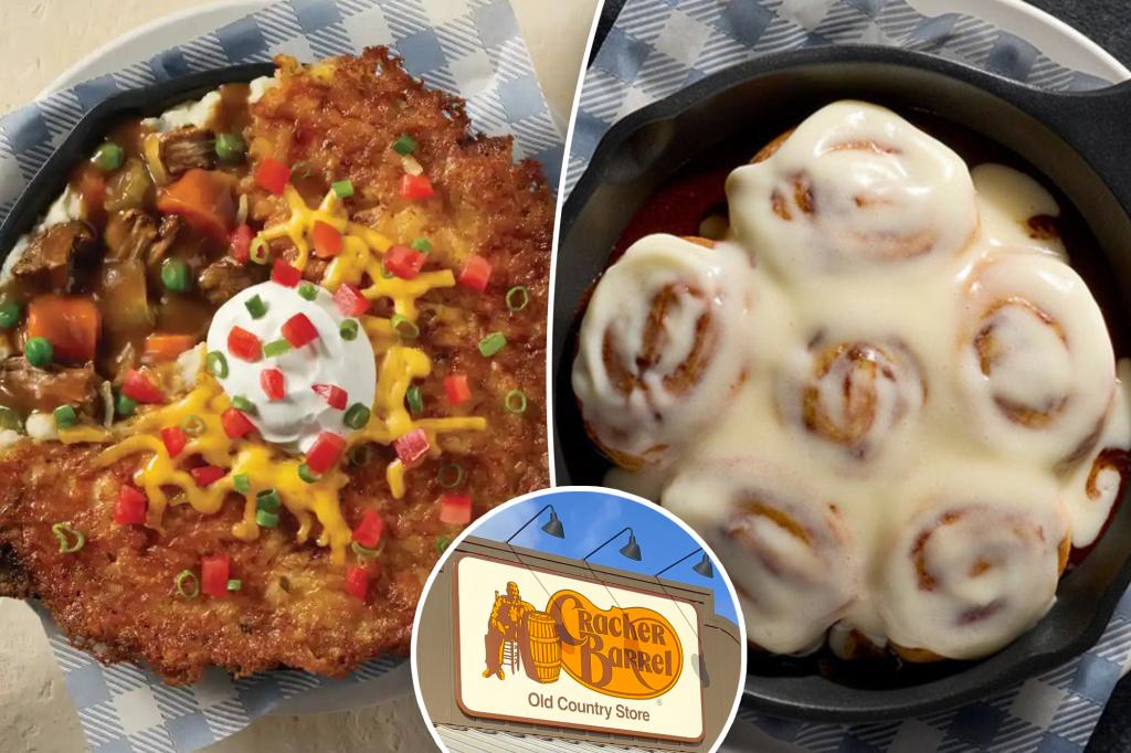 nypost's tweet image. Cracker Barrel’s controversial rebrand won’t be stopped — here’s how they menues are changing trib.al/m3S9X9I