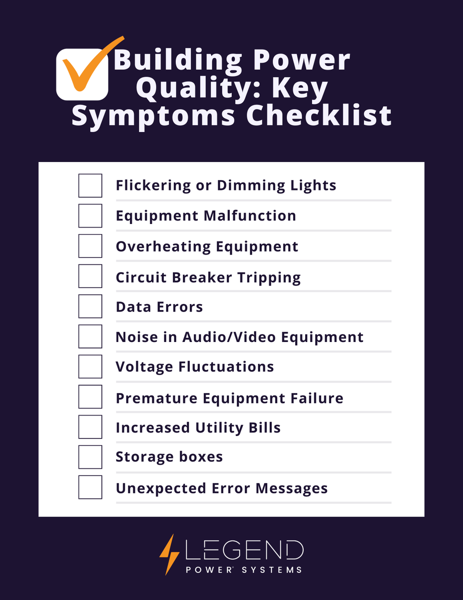 LegendPower's tweet photo. Do you recognize any of these signs in your building? 

Flickering lights, equipment malfunctions, or unexpected error messages are often symptoms of poor power quality. 

Use our True Cost of Power Estimator to see the impact on your building: https://t.co/H2NwMOQK81 https://t.co/klkT3Rxr0a
